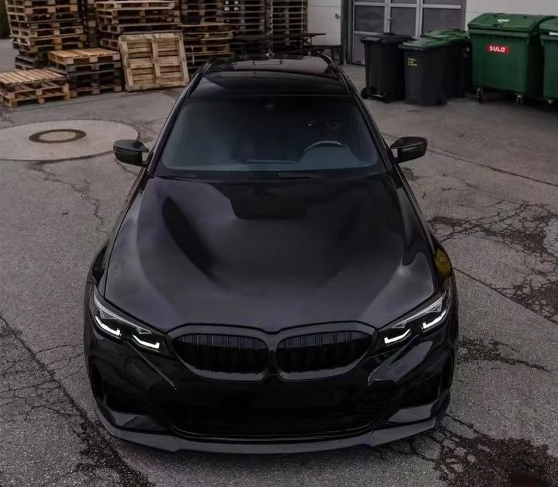 DRY Carbon Fiber Front Hood Diffuser and GTS Style Spoiler for  3 Series G20 Forge Car Body Parts